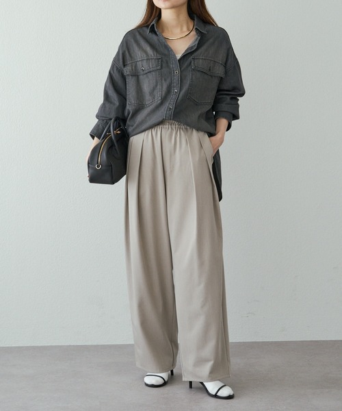 ツータックウエストゴムストレッチパンツ 新色追加】ツータックウエストゴムストレッチパンツ | PUAL CE