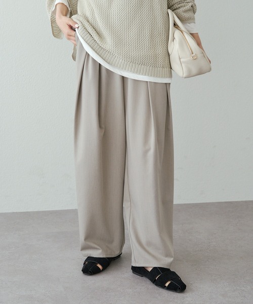 ツータック ウエストゴム ストレッチパンツ（スラックス）｜PUAL CE