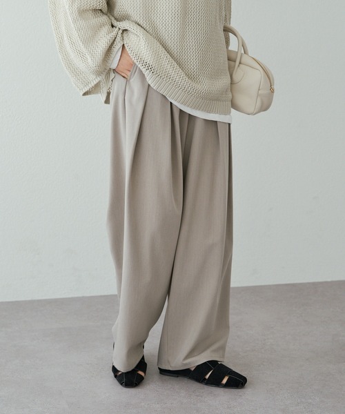 ツータックウエストゴムストレッチパンツ ツータック ウエストゴム ストレッチパンツ（スラックス）｜PUAL