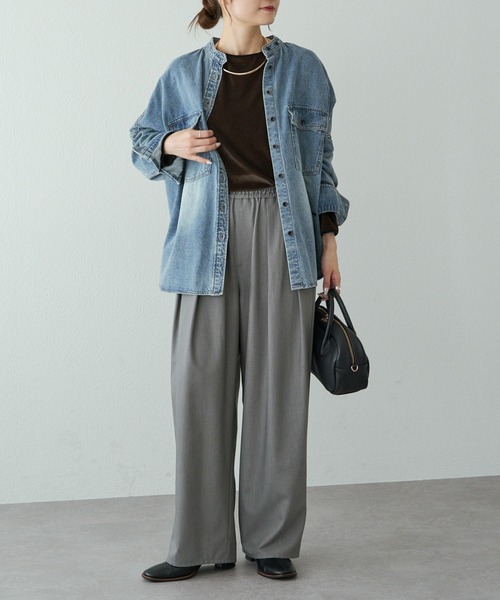 ツータックウエストゴムストレッチパンツ セール】ツータック ウエストゴム ストレッチパンツ（スラックス