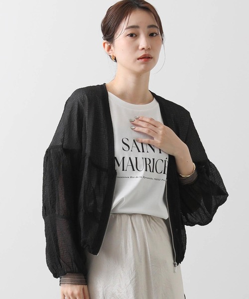 Gready Brilliant（グレディブリリアン）の「シアーシャーリングＶネックブルゾン（ブルゾン・レディース・アイボリー/ブラック/黄緑系・FREE）」の16枚目の写真