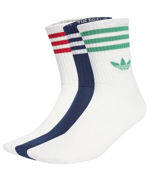 adidas(アディダス)の「adidas 3S CREW S 3P / アディダス 3 ストライプ クルー ソックス 3P(ソックス/靴下・メンズ・ホワイト・S/M/L)」の1枚目の写真