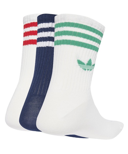 adidas(アディダス)の「adidas 3S CREW S 3P / アディダス 3 ストライプ クルー ソックス 3P(ソックス/靴下・メンズ・ホワイト・S/M/L)」の2枚目の写真