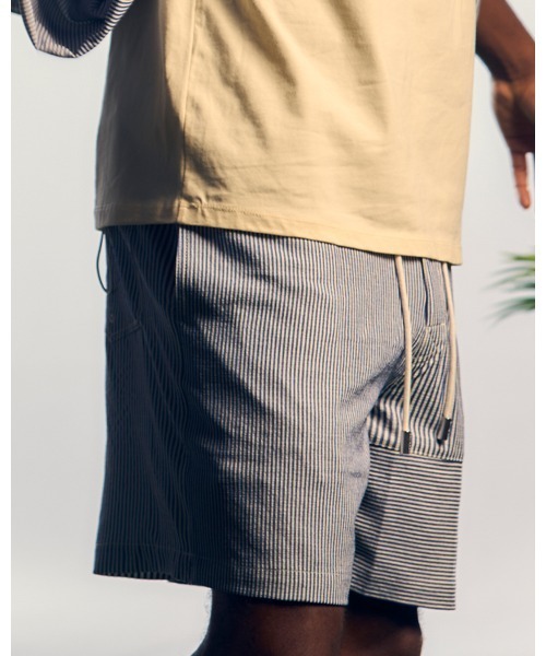 SUNS by #Re:room（サンズバイリルーム）の「スイッチングシアサッカーボードショーツ（その他パンツ・メンズ・ブラック/ブルー/ベージュ・MEDIUM/LARGE/SMALL）」の3枚目の写真
