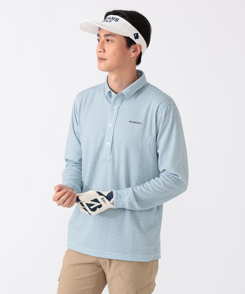 PURPLE LABEL / 幾何学柄 ロングスリーブ ドライポロシャツ【DRY・UV・STRETCH】