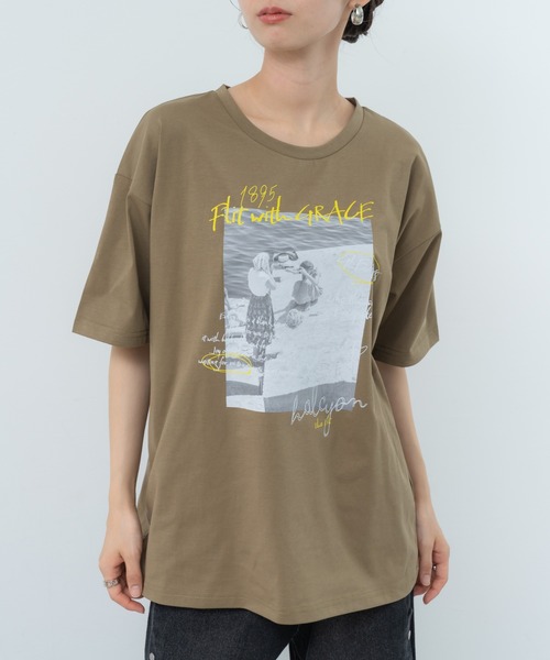 refinedworks(リファインドワークス)の「【refinedworks】ヴィンテージ感 漂う フォトプリントTシャツ!(Tシャツ/カットソー・レディース・カーキ/ホワイト/ブラック・FREE)」の2枚目の写真