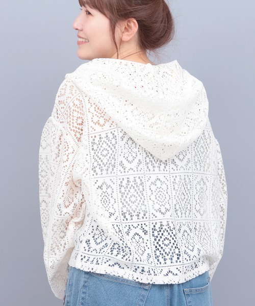 チチカカ（チチカカ）の「パッチワーク風レースカーディガン（カーディガン/ボレロ・レディース・ブラック/ホワイト・FREE）」の5枚目の写真