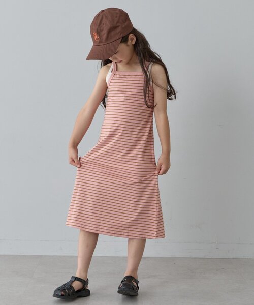 CIAOPANIC TYPY（チャオパニックティピー）の「【KIDS】マルチボーダーアメスリキャミワンピース（ワンピース・キッズ・ピンク/ブラック/サックスブルー・XX-LARGE/X-LARGE/LARGE/MEDIUM/SMALL）」の3枚目の写真