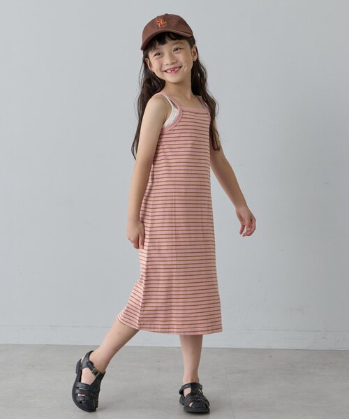 CIAOPANIC TYPY（チャオパニックティピー）の「【KIDS】マルチボーダーアメスリキャミワンピース（ワンピース・キッズ・ピンク/ブラック/サックスブルー・XX-LARGE/X-LARGE/LARGE/MEDIUM/SMALL）」の5枚目の写真