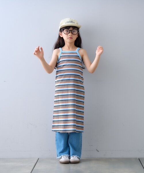 CIAOPANIC TYPY（チャオパニックティピー）の「【KIDS】マルチボーダーアメスリキャミワンピース（ワンピース・キッズ・ピンク/ブラック/サックスブルー・XX-LARGE/X-LARGE/LARGE/MEDIUM/SMALL）」の11枚目の写真