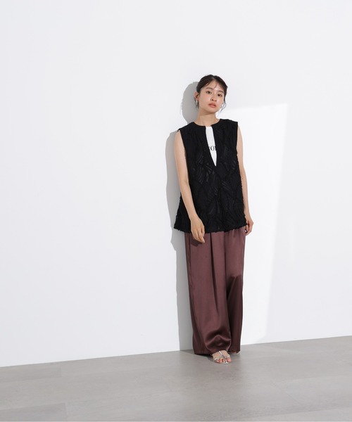 N.（N. Natural Beauty Basic）（エヌエヌナチュラルビューティーベーシック）の「レース刺繍ベスト（ベスト・レディース・ブラック/ナチュラル・MEDIUM）」の8枚目の写真