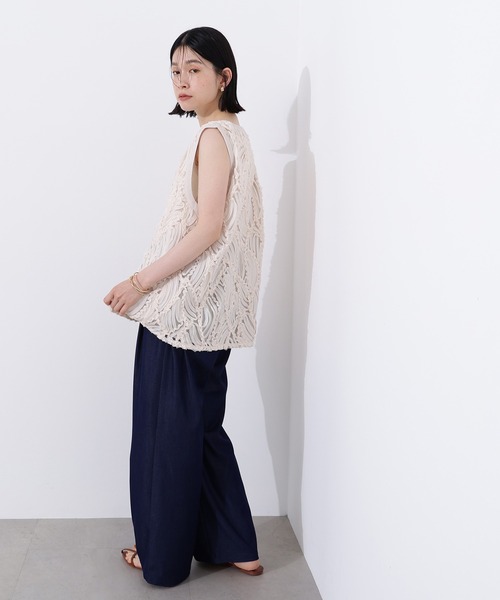 N.（N. Natural Beauty Basic）（エヌエヌナチュラルビューティーベーシック）の「レース刺繍ベスト（ベスト・レディース・ブラック/ナチュラル・MEDIUM）」の16枚目の写真