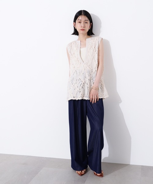 N.（N. Natural Beauty Basic）（エヌエヌナチュラルビューティーベーシック）の「レース刺繍ベスト（ベスト・レディース・ブラック/ナチュラル・MEDIUM）」の19枚目の写真