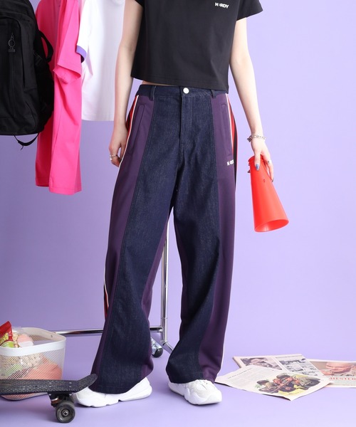 NERDY(ノルディ)の「デニムミックストラックパンツ(デニムパンツ・メンズ・ホワイト/カーキ/レッド・M/L/S/SS)」の5枚目の写真