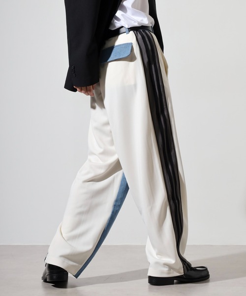 NERDY(ノルディ)の「デニムミックストラックパンツ(デニムパンツ・メンズ・ホワイト/カーキ/レッド・M/L/S/SS)」の15枚目の写真