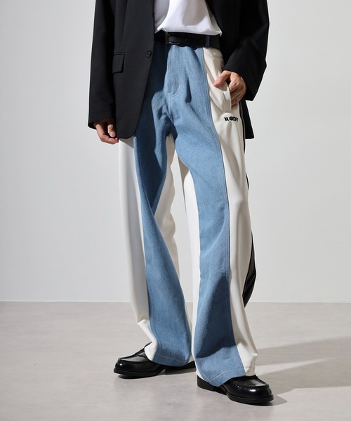 NERDY(ノルディ)の「デニムミックストラックパンツ(デニムパンツ・メンズ・ホワイト/カーキ/レッド・M/L/S/SS)」の12枚目の写真