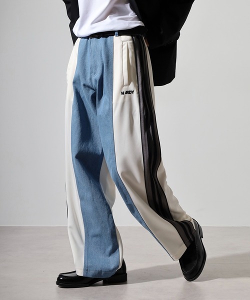 NERDY(ノルディ)の「デニムミックストラックパンツ(デニムパンツ・メンズ・ホワイト/カーキ/レッド・M/L/S/SS)」の13枚目の写真