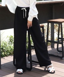 【低身長/高身長/バレルレッグ】【pufe】カーブスウェット ショート丈 ロング丈 スウェット ロングパンツ ワイドパンツ ウエストゴム