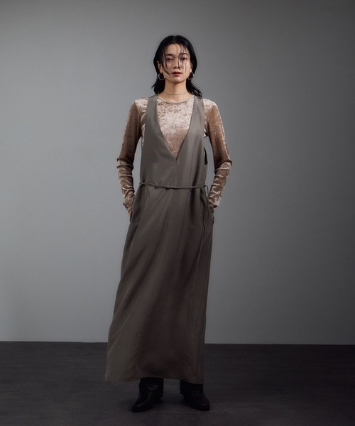 SALON adam et rope'（サロン アダム エ ロペ）の「[25AW]GENTLE SILK ジャンパースカート【セットアップ対応・洗える】（ジャンパースカート・レディース・ブラック/ブラウン系その他2/ピンク系その他2・FREE）」の4枚目の写真