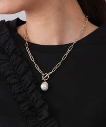 OPAQUE.CLIP | チェーン×フェイクパール マンテルネックレス(ネックレス)