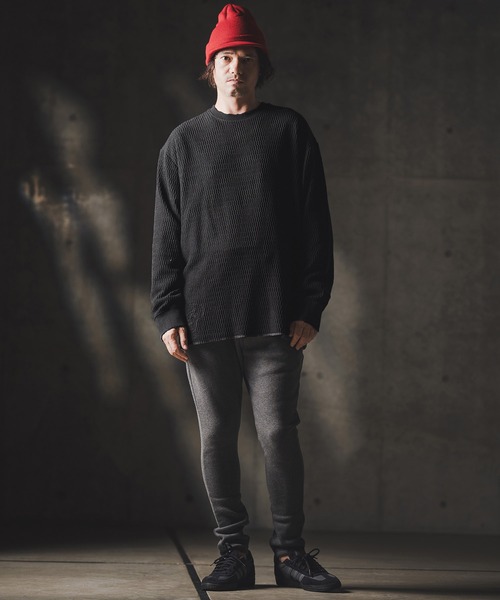 GLIMCLAP(グリムクラップ)の「mlt5299-Jacquard texture cut sew-Distressed for a vintage look- ロングスリーブプルオーバー(Tシャツ/カットソー・メンズ・ホワイト/ブラック・S/M/L)」の10枚目の写真