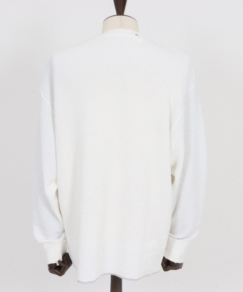 GLIMCLAP(グリムクラップ)の「mlt5299-Jacquard texture cut sew-Distressed for a vintage look- ロングスリーブプルオーバー(Tシャツ/カットソー・メンズ・ホワイト/ブラック・S/M/L)」の14枚目の写真