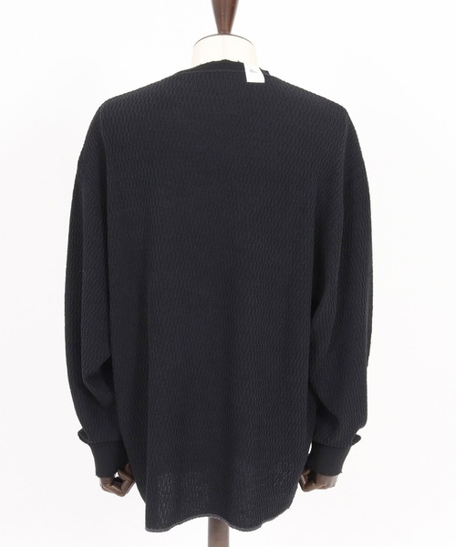 GLIMCLAP(グリムクラップ)の「mlt5299-Jacquard texture cut sew-Distressed for a vintage look- ロングスリーブプルオーバー(Tシャツ/カットソー・メンズ・ホワイト/ブラック・S/M/L)」の17枚目の写真