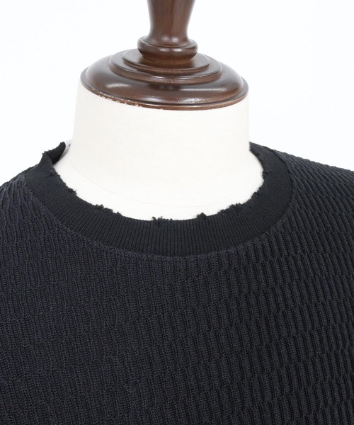 GLIMCLAP(グリムクラップ)の「mlt5299-Jacquard texture cut sew-Distressed for a vintage look- ロングスリーブプルオーバー(Tシャツ/カットソー・メンズ・ホワイト/ブラック・S/M/L)」の18枚目の写真