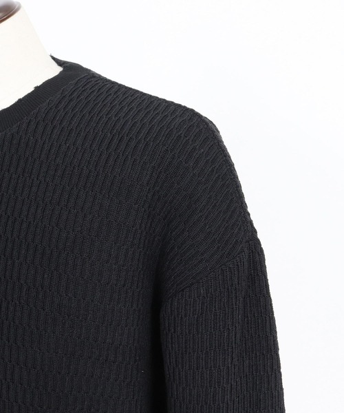 GLIMCLAP(グリムクラップ)の「mlt5299-Jacquard texture cut sew-Distressed for a vintage look- ロングスリーブプルオーバー(Tシャツ/カットソー・メンズ・ホワイト/ブラック・S/M/L)」の20枚目の写真