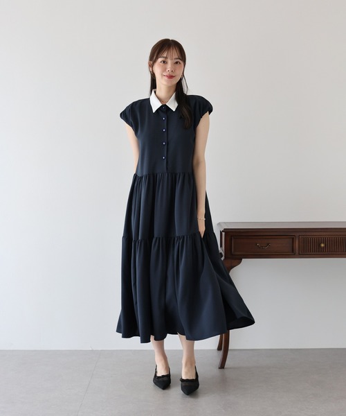 BLUEEAST(ブルーイースト)の「衿付きティアードワンピース(ワンピース・レディース・ブラック系/ネイビー・MEDIUM)」の18枚目の写真