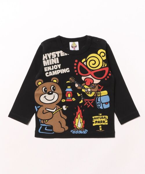 HYSTERIC MINI（ヒステリックミニ）の「CAMP FIRE WITH MINI AND BEAR 長袖Tシャツ（Tシャツ/カットソー・キッズ・マルチ/ブラック/ホワイト・80/90）」の2枚目の写真