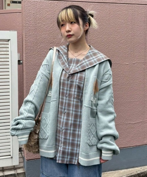 Candy Stripper(キャンディストリッパー)の「SAILOR CHECK シャツ(シャツ/ブラウス・レディース・ピンク/ブラウン/ブラック・FREE)」の9枚目の写真