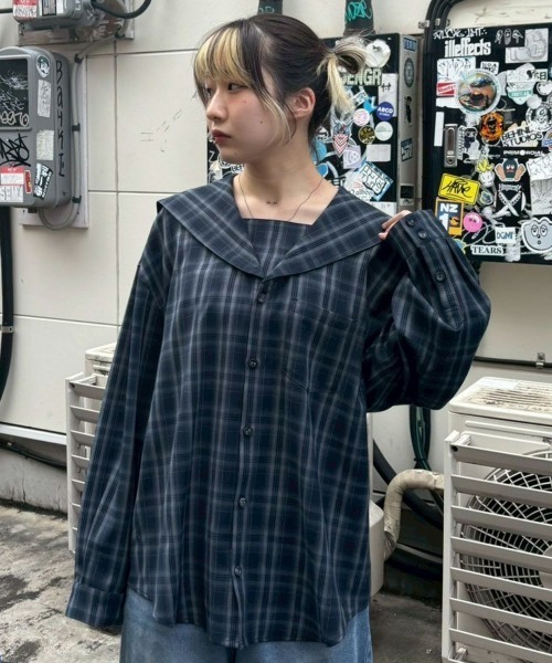 Candy Stripper(キャンディストリッパー)の「SAILOR CHECK シャツ(シャツ/ブラウス・レディース・ピンク/ブラウン/ブラック・FREE)」の11枚目の写真