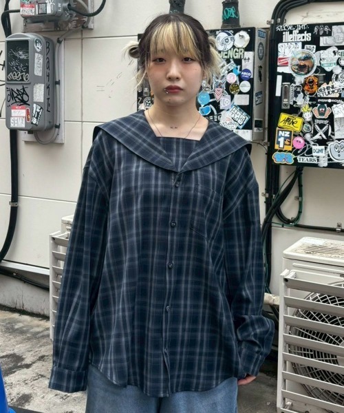 Candy Stripper(キャンディストリッパー)の「SAILOR CHECK シャツ(シャツ/ブラウス・レディース・ピンク/ブラウン/ブラック・FREE)」の12枚目の写真