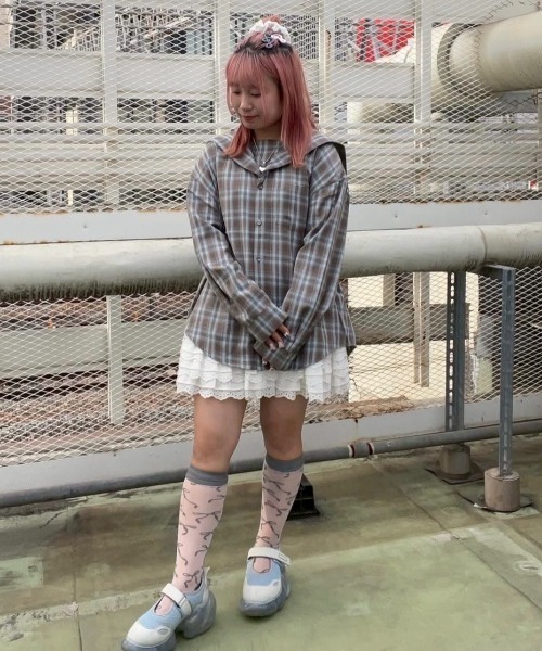 Candy Stripper（キャンディストリッパー）の「SAILOR CHECK シャツ（シャツ/ブラウス・レディース・ピンク/ブラウン/ブラック・FREE）」の7枚目の写真