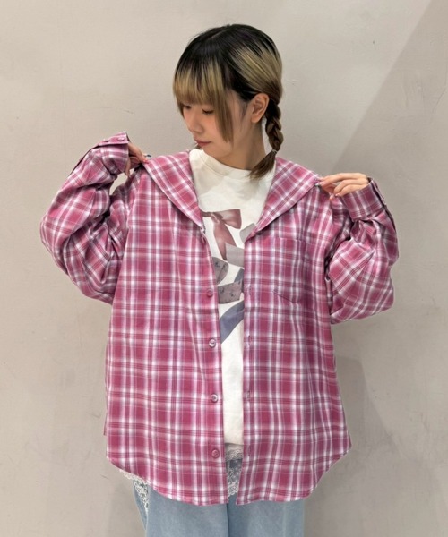 Candy Stripper（キャンディストリッパー）の「SAILOR CHECK シャツ（シャツ/ブラウス・レディース・ピンク/ブラウン/ブラック・FREE）」の14枚目の写真