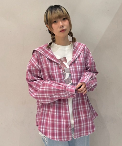 Candy Stripper（キャンディストリッパー）の「SAILOR CHECK シャツ（シャツ/ブラウス・レディース・ピンク/ブラウン/ブラック・FREE）」の13枚目の写真