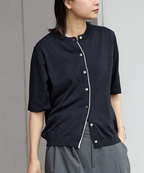 JOURNAL STANDARD(ジャーナルスタンダード)の「【&FUNCTION】【 接触冷感・UVカット 】ハーフスリーブカーディガン(カーディガン/ボレロ・レディース・ブラック/ブラック系その他/ネイビー・FREE)」の3枚目の写真
