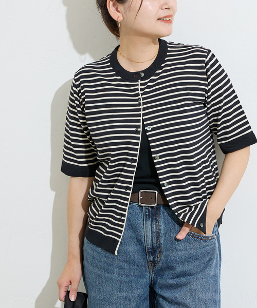 JOURNAL STANDARD(ジャーナルスタンダード)の「【&FUNCTION】【 接触冷感・UVカット 】ハーフスリーブカーディガン(カーディガン/ボレロ・レディース・ブラック/ブラック系その他/ネイビー・FREE)」の2枚目の写真