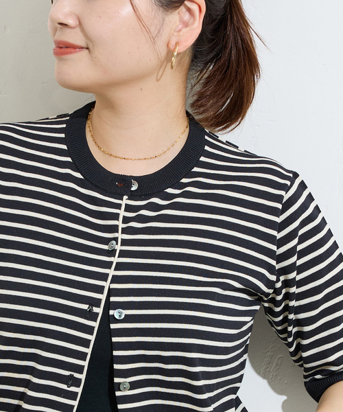 JOURNAL STANDARD(ジャーナルスタンダード)の「【&FUNCTION】【 接触冷感・UVカット 】ハーフスリーブカーディガン(カーディガン/ボレロ・レディース・ブラック/ブラック系その他/ネイビー・FREE)」の5枚目の写真