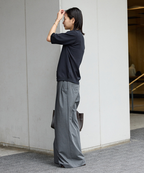 JOURNAL STANDARD(ジャーナルスタンダード)の「【&FUNCTION】【 接触冷感・UVカット 】ハーフスリーブカーディガン(カーディガン/ボレロ・レディース・ブラック/ブラック系その他/ネイビー・FREE)」の6枚目の写真