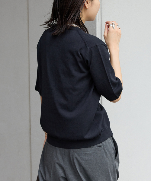 JOURNAL STANDARD(ジャーナルスタンダード)の「【&FUNCTION】【 接触冷感・UVカット 】ハーフスリーブカーディガン(カーディガン/ボレロ・レディース・ブラック/ブラック系その他/ネイビー・FREE)」の8枚目の写真