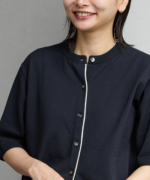 JOURNAL STANDARD(ジャーナルスタンダード)の「【&FUNCTION】【 接触冷感・UVカット 】ハーフスリーブカーディガン(カーディガン/ボレロ・レディース・ブラック/ブラック系その他/ネイビー・FREE)」の10枚目の写真