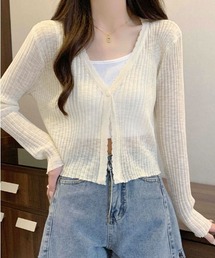 kirakiraShop（キラキラショップ）の「【夏の羽織りに】【着回し万能】着回し力バツグン！Vネック シアー カーディガン（カーディガン/ボレロ）」