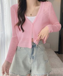 カーディガン/ボレロ（ピンク/桃色系・UVカット）ファッション