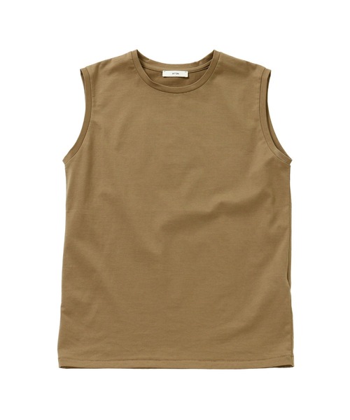 ATON（エイトン）の「ATON SUVIN 60/2 TANK TOP KKAGGM0014（タンクトップ・レディース・ベージュ/グリーン・SMALL）」の2枚目の写真