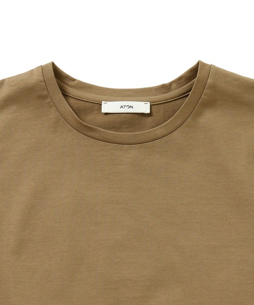 ATON（エイトン）の「ATON SUVIN 60/2 TANK TOP KKAGGM0014（タンクトップ・レディース・ベージュ/グリーン・SMALL）」の4枚目の写真