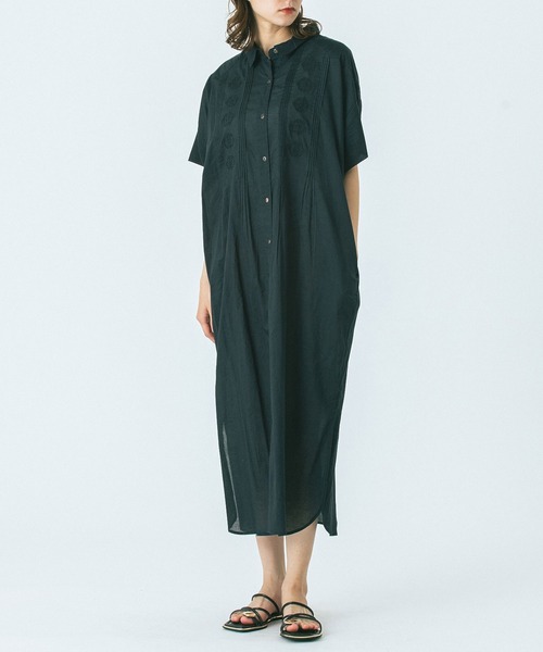 HLAADA(フラーダ)の「(HLAADA for ROSEBUD)CUBA EMBROIDERY SHIRT OP(シャツワンピース・レディース・カーキ/ブラック/ブラウン・ONE SIZE)」の2枚目の写真