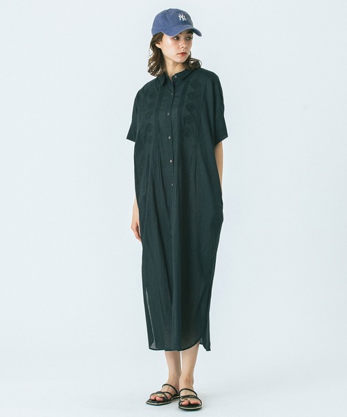 HLAADA(フラーダ)の「(HLAADA for ROSEBUD)CUBA EMBROIDERY SHIRT OP(シャツワンピース・レディース・カーキ/ブラック/ブラウン・ONE SIZE)」の4枚目の写真