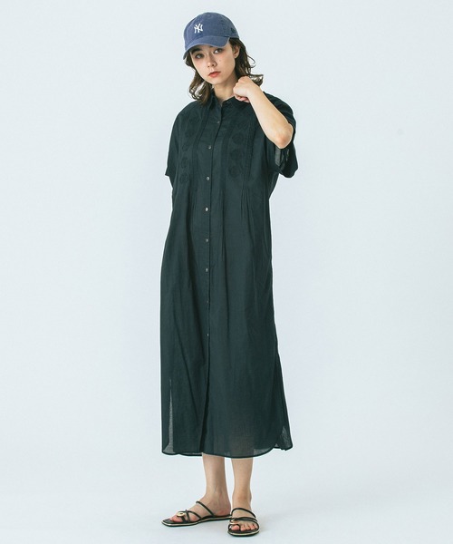HLAADA(フラーダ)の「(HLAADA for ROSEBUD)CUBA EMBROIDERY SHIRT OP(シャツワンピース・レディース・カーキ/ブラック/ブラウン・ONE SIZE)」の6枚目の写真
